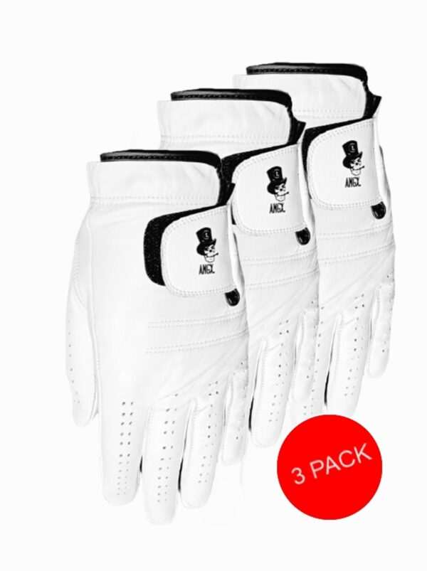 3x Pánská Golfová rukavice bílá PLAYER- ANGX Skull   S-XL